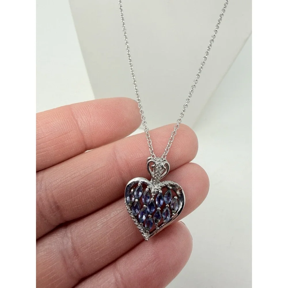 Shop LC Catalina Iolite Heart Pendant With 20in Chain in Stainless Steel 5582